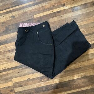 Arizona Jean Co Womens Black‎ Capri Pants Size 13 Floral Lined Pockets